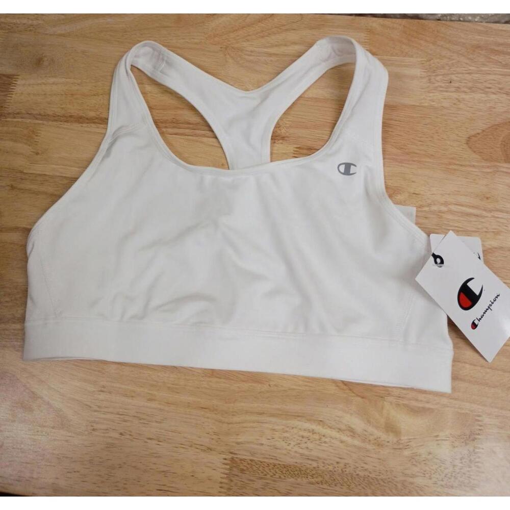 Champion Compression High-Impact Sports Bra for Women, White, Large